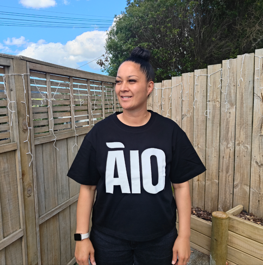 Ladies Black Aio Crop TShirt