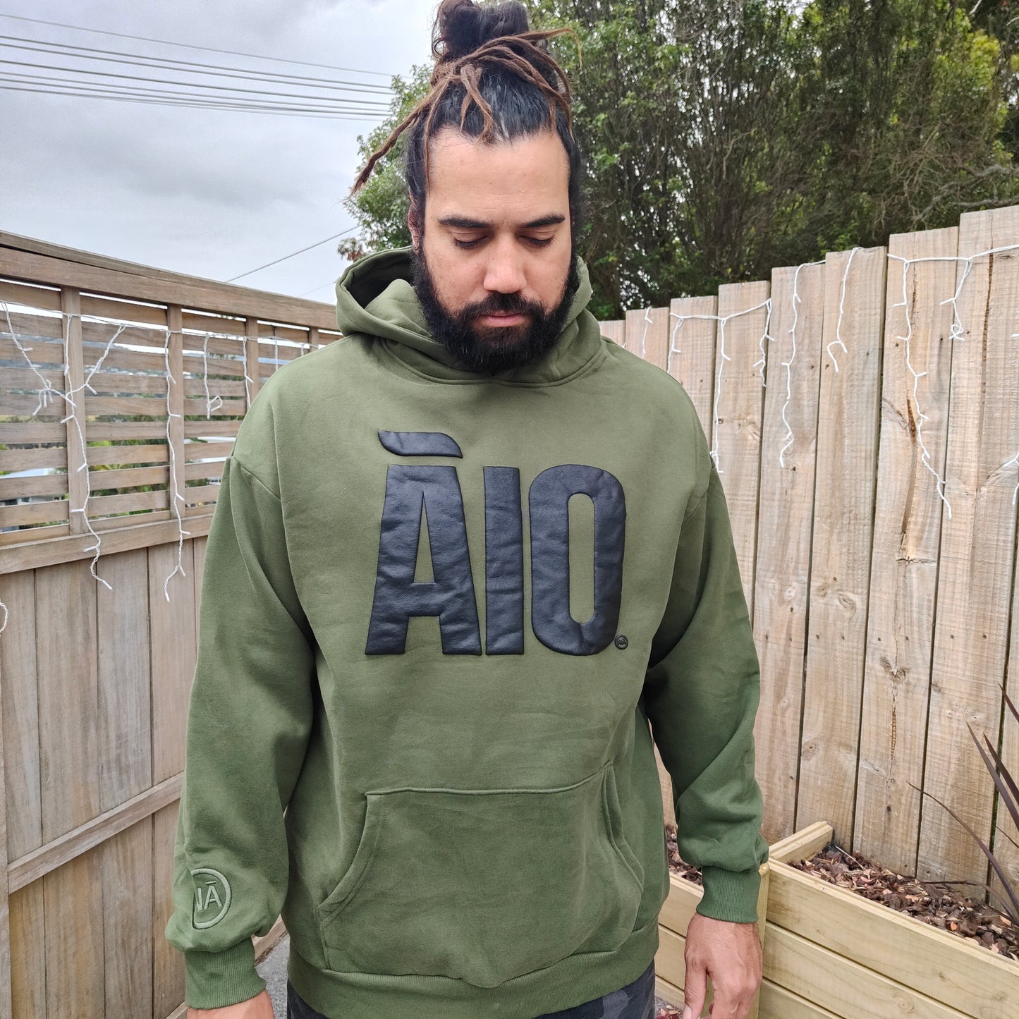 Khaki Green Block Unisex Oversized Āio Hoodie