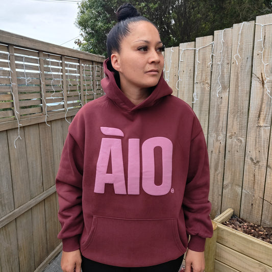 Burgundy Block Unisex Oversized Āio Hoodie